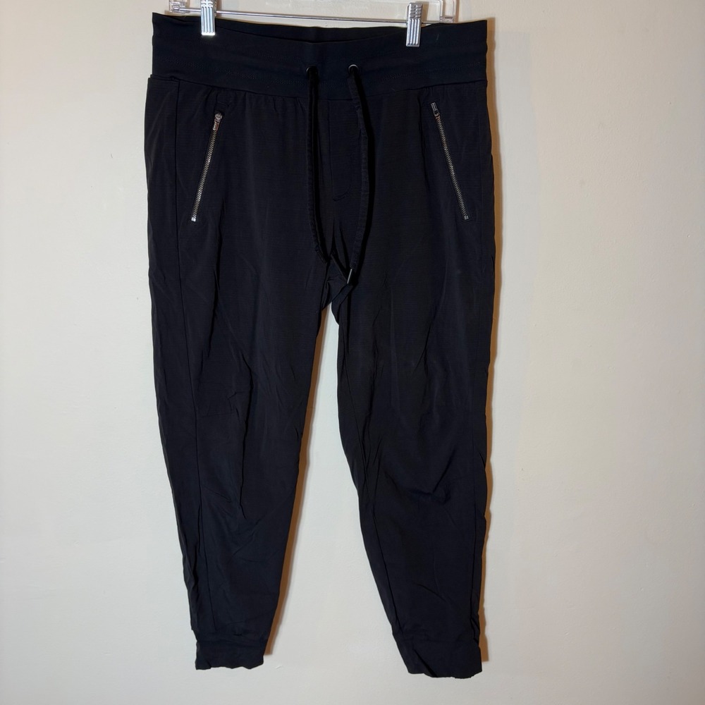Athleta Trekkie‎ North Jogger Black Drawstring Zip Pockets Athleisure Size 10